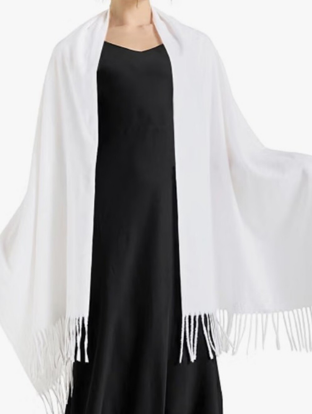 Amazon Essentials White Fringe Shawl Wrap